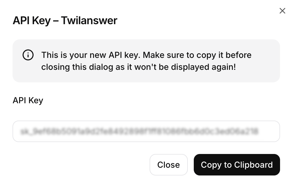 Copy the new ElevenLabs API key