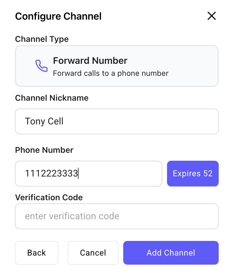 Verify forwarding number