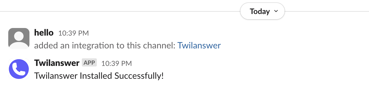 Slack channel confirmation message