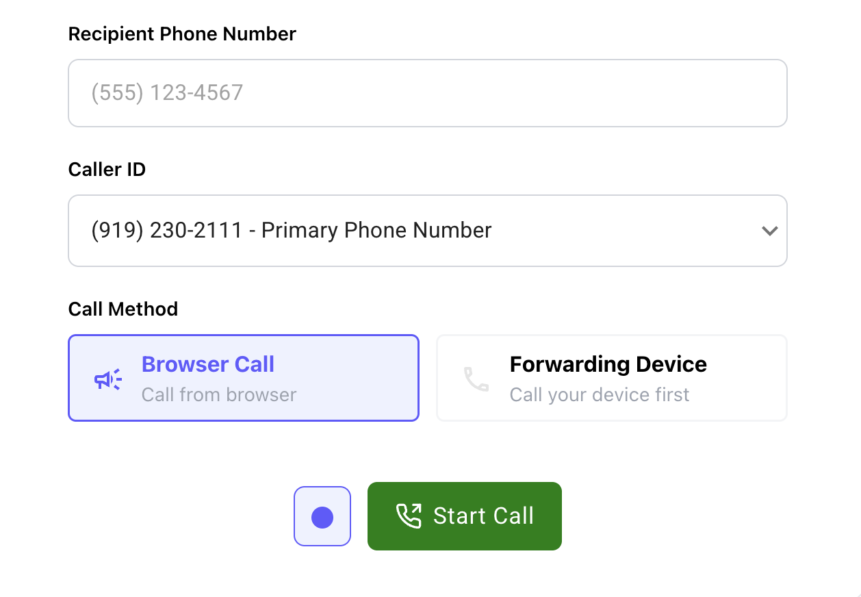 Outbound dialer with browser call