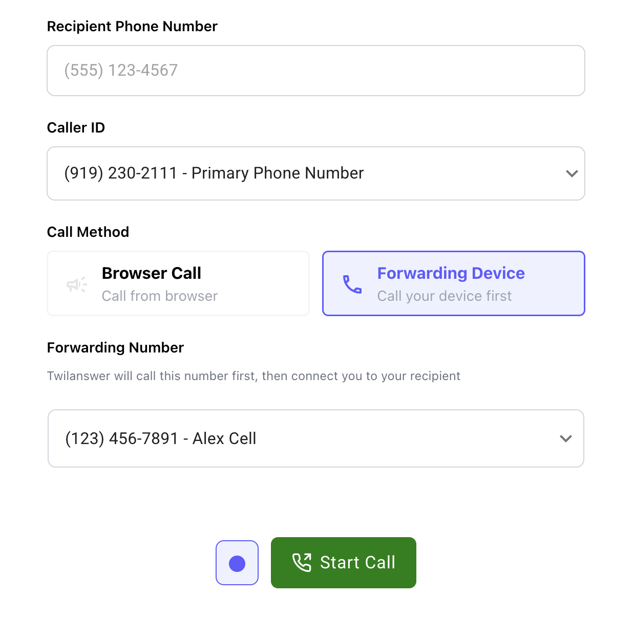 Outbound dialer with forwarding device