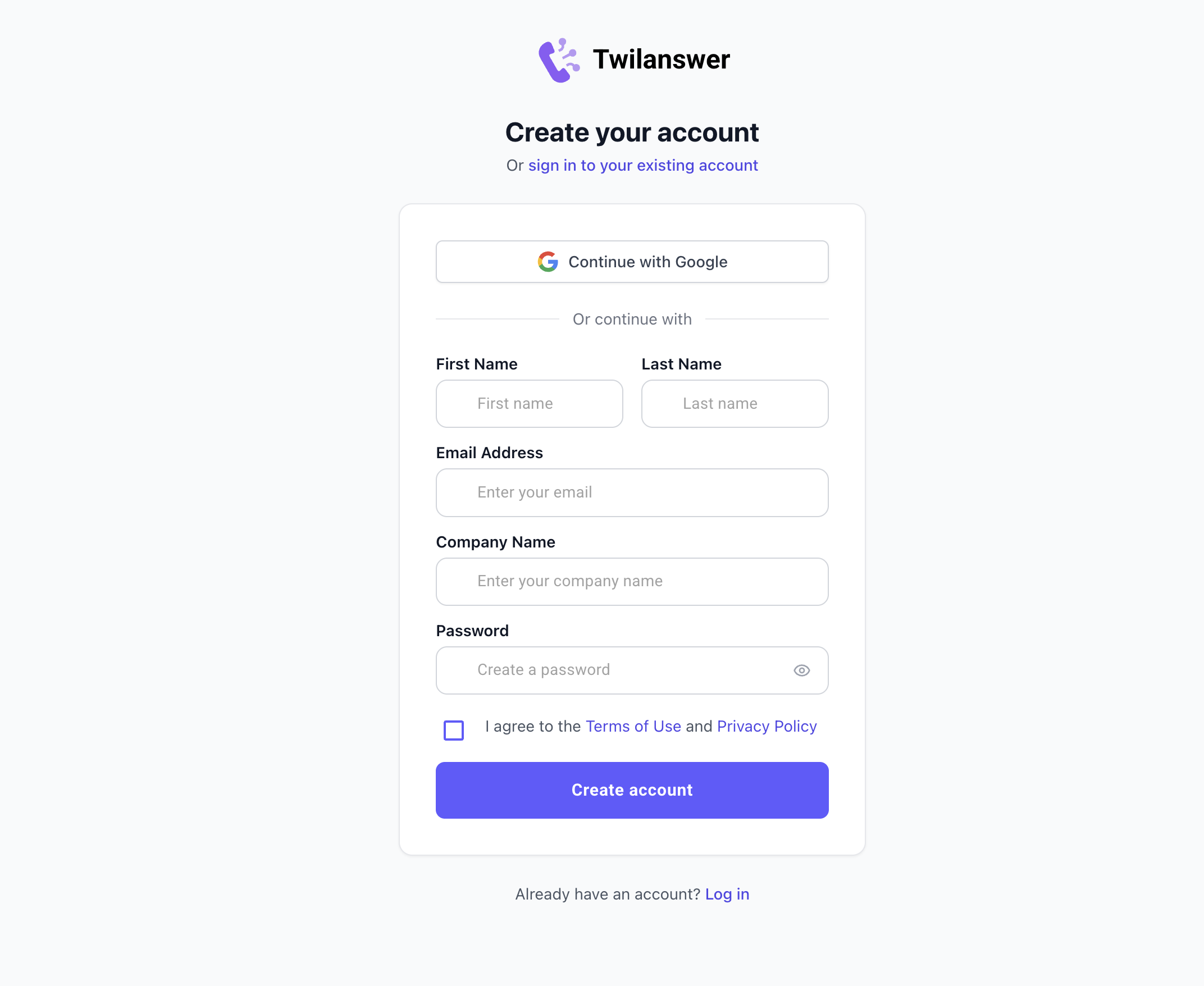 Registration form